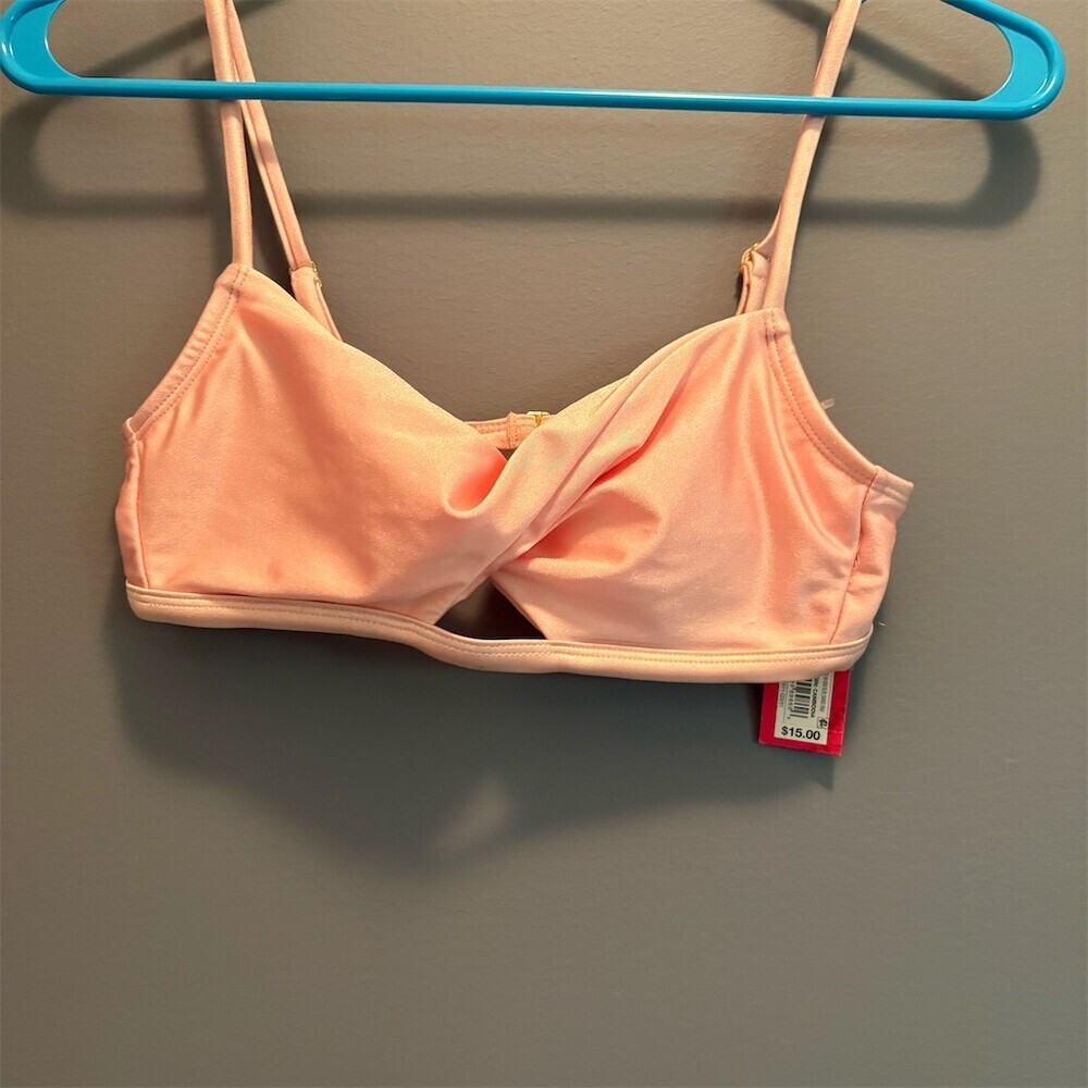 Xhilaration Bikini Top Womens Size S Pink Twist Front Bralette Swimsuit